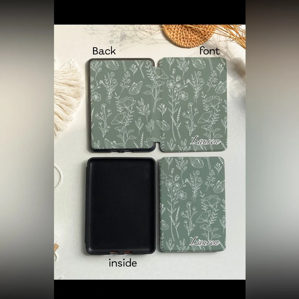 Green Floral Case for Kindle Paperwhite 11th gen 6.8-inch
